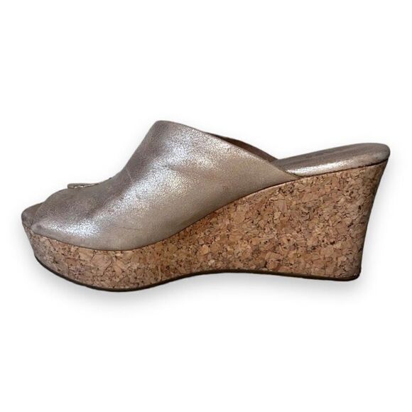 UGG Australia Dominique Peep Toe Gold Cork Wedge 1005109 Women's 7 - Picture 6 of 11